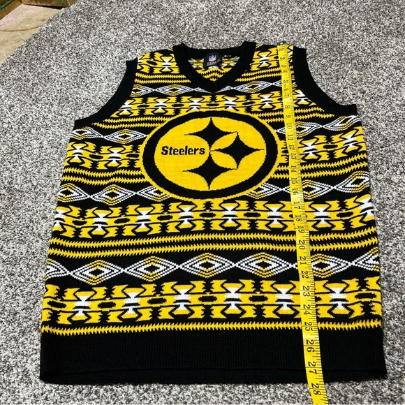 Pittsburgh Steelers Sweater Vest Mens Size M NFL Ugly Aztec Logo Christmas - Picture 2 of 8